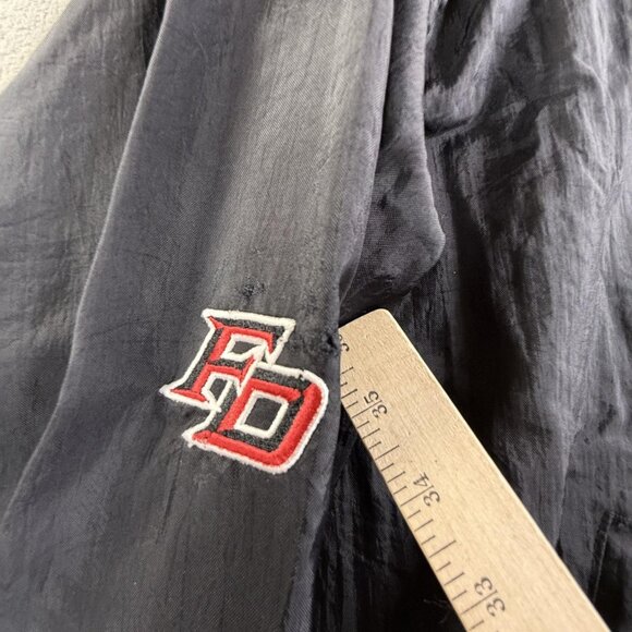 Fire Dept Pullover Jacket Mens Medium Black V Neck Windbreaker Lined Embroidered - Picture 7 of 16